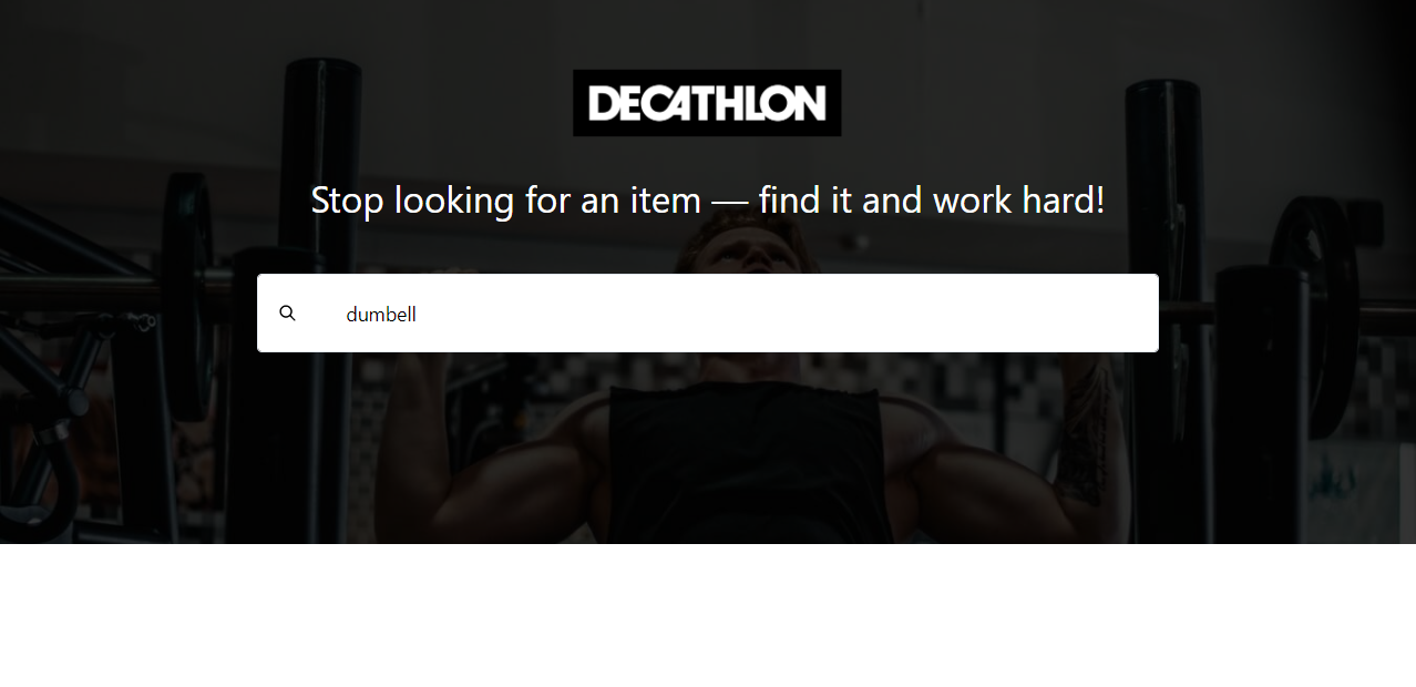 Decathlon header with a search bar