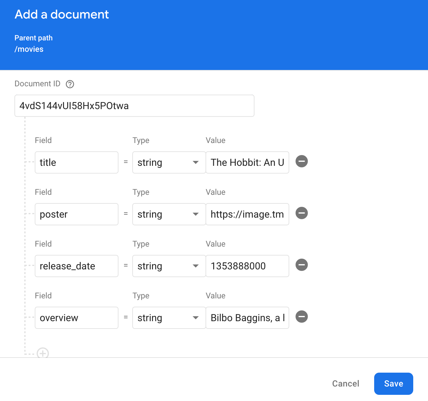 Adding a document to Firebase